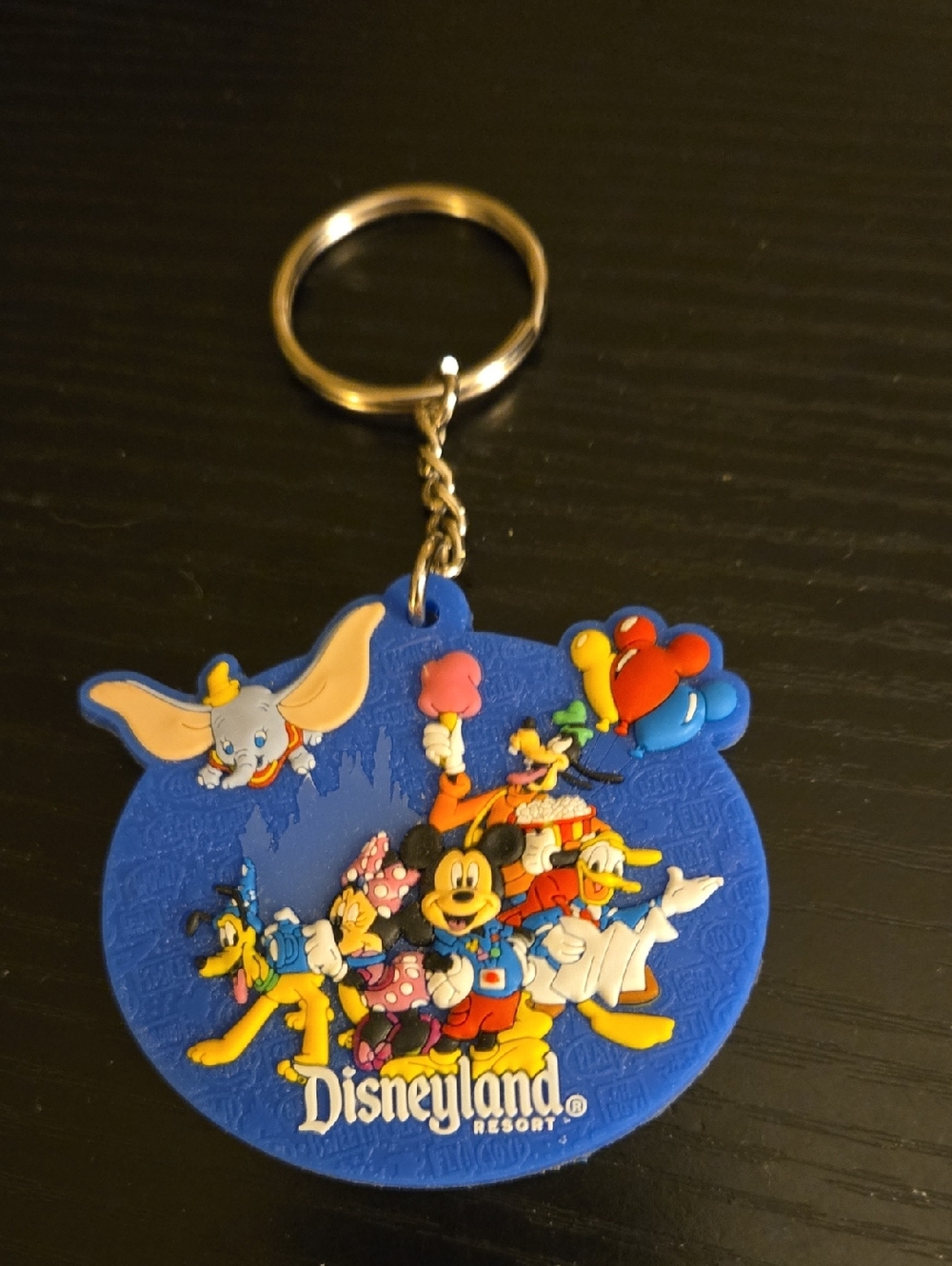 Disneyland Blue Round Character Keychain with Gold Ring